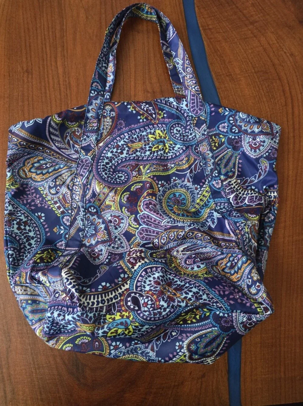 Stylish Navy Paisley Tote Bag - Lightweight Everyday Carry 15 X 20 X7 Inches